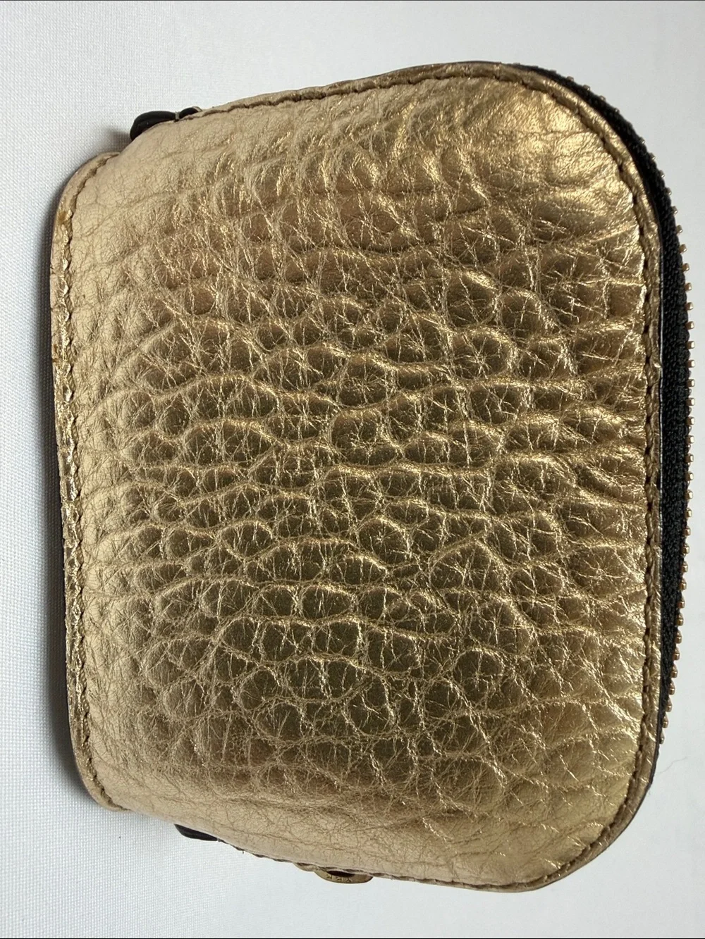 Burberry Metallic Gold Textured Mini Bow-Accent Pouch